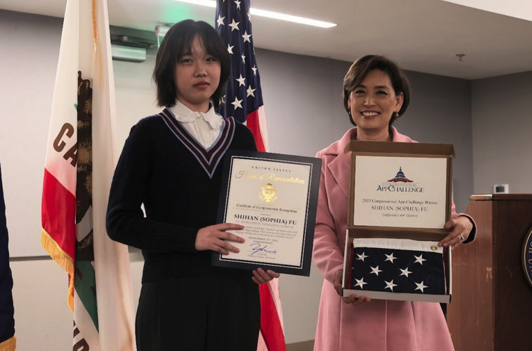 Rep. Young Kim and Shinan Fu, Congressional App Challenge